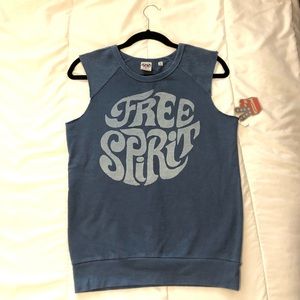 Junk Food Free Spirit Blue Sweater Tank Shirt S